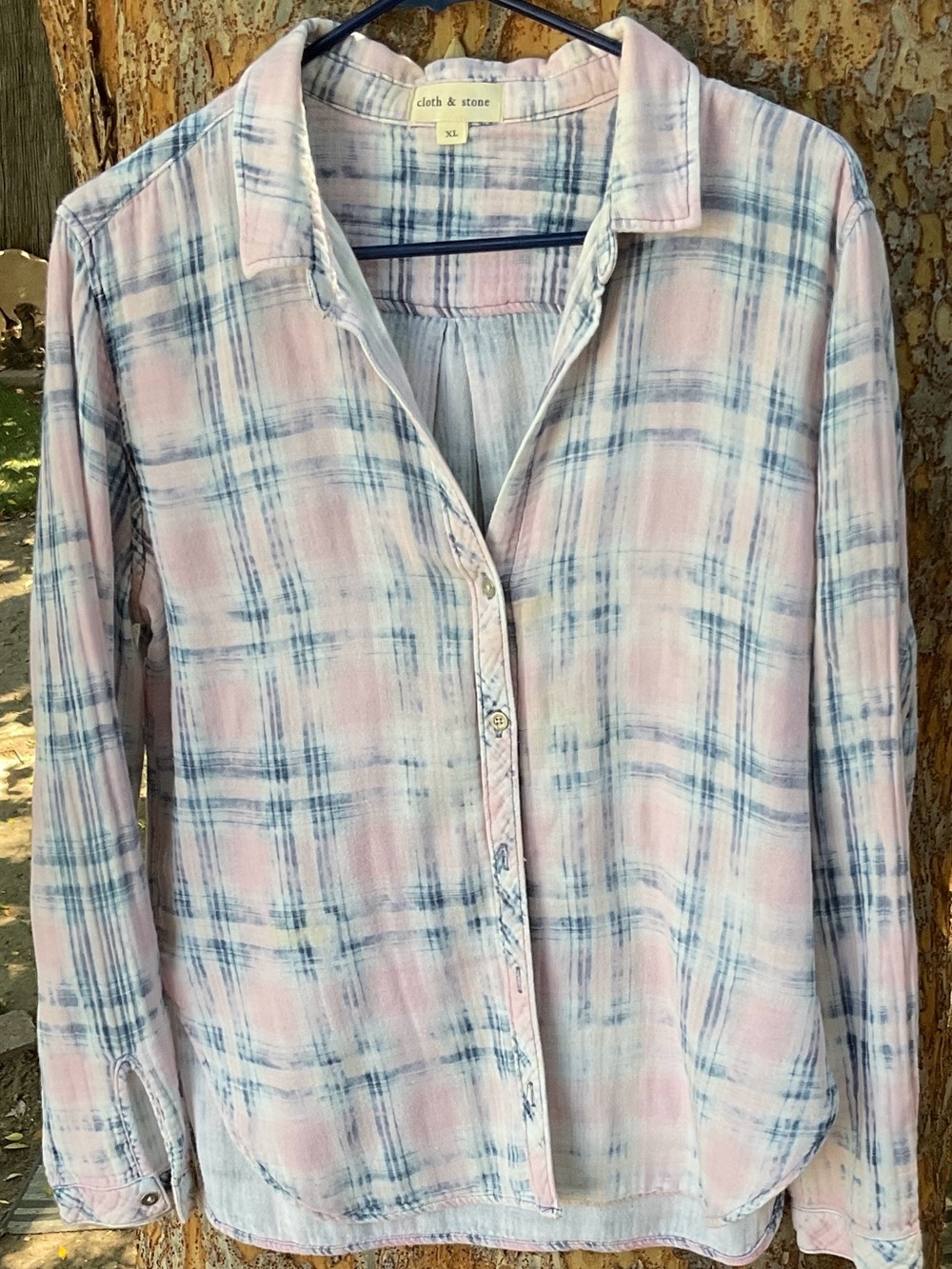 cloth & stone Pink and Blue Plaid Lightweight Button-Up - Picture 8 of 10